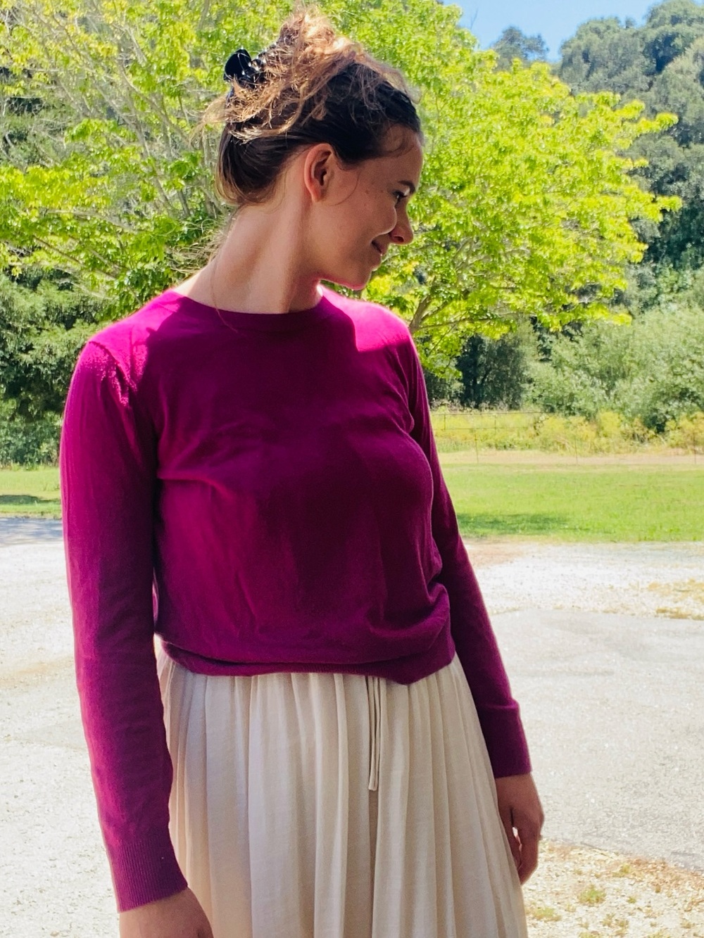 Banana Republic Women's Magenta/ Pink Crewneck Sweater